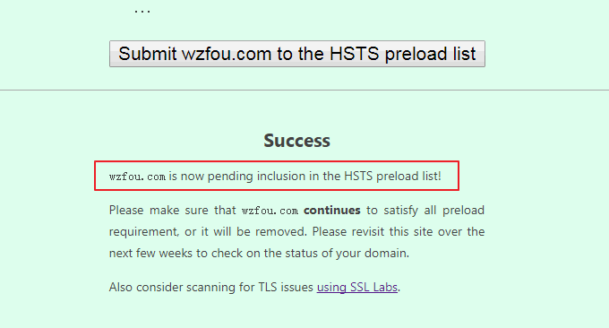 HSTS Preload List耐心等待